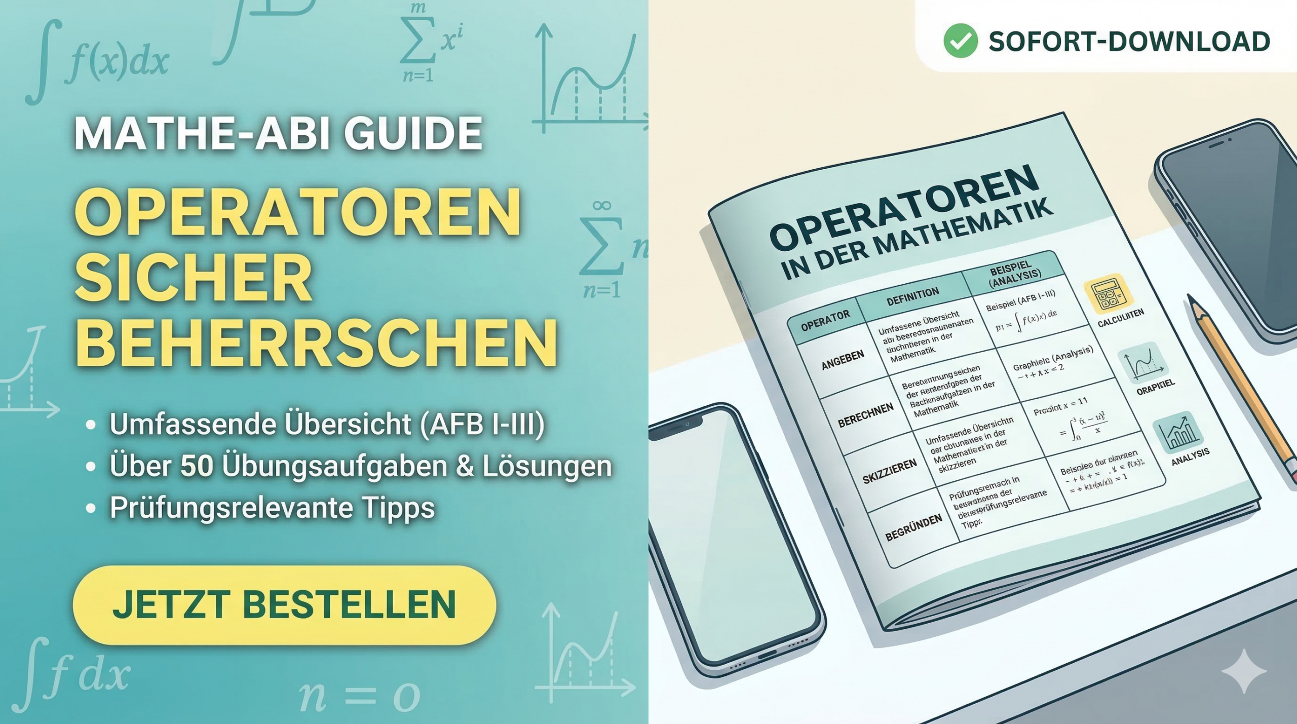 Mathematische Operatoren Oberstufe Lernheft Vorschau